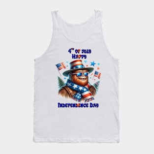 Stylish Bigfoot Rocking American Flag Hat Tank Top